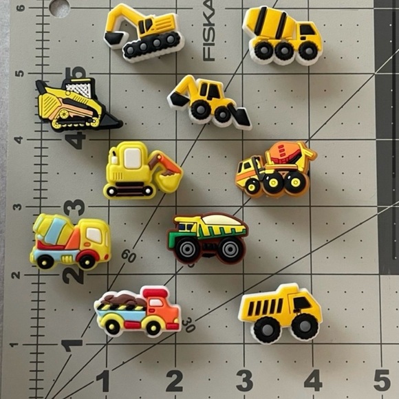 Shoe Charms for Clogs or Crocs 10 Pieces Construction Trucks Vehicles NWOT - Picture 2 of 6